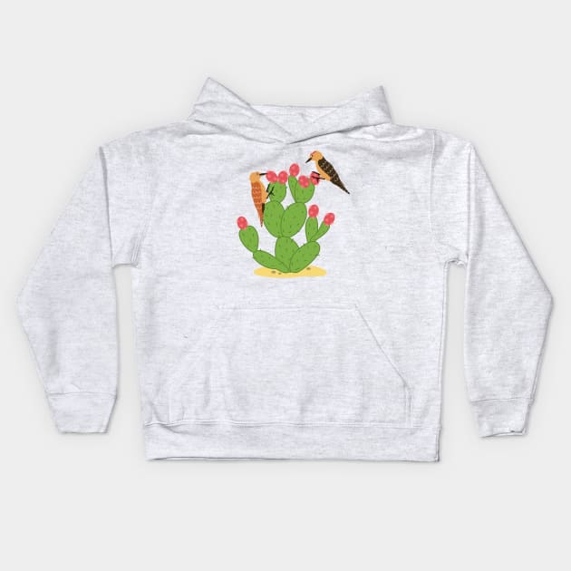 Desert Bird Gila Woodpecker Kids Hoodie by LulululuPainting